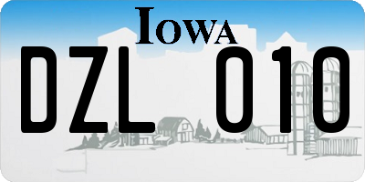 IA license plate DZL010