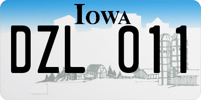 IA license plate DZL011
