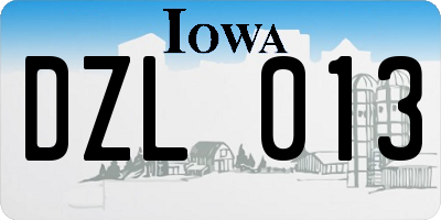 IA license plate DZL013