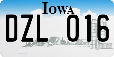 IA license plate DZL016