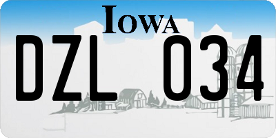 IA license plate DZL034