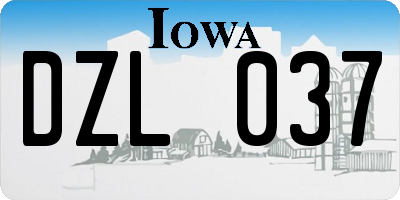 IA license plate DZL037