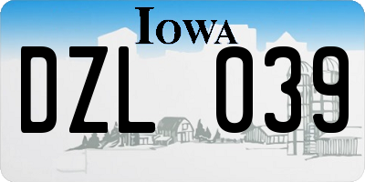 IA license plate DZL039