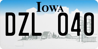 IA license plate DZL040