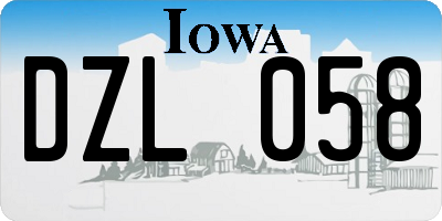 IA license plate DZL058