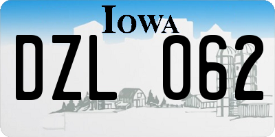 IA license plate DZL062