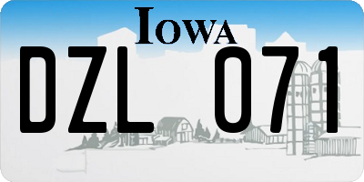 IA license plate DZL071