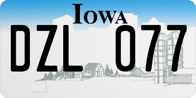 IA license plate DZL077