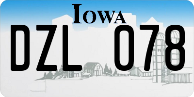 IA license plate DZL078