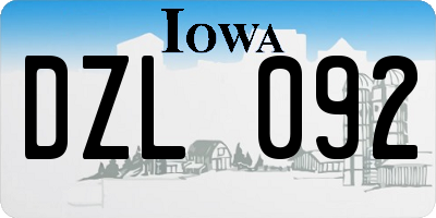 IA license plate DZL092