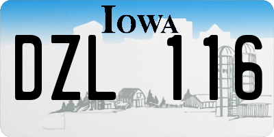 IA license plate DZL116