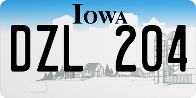 IA license plate DZL204