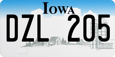 IA license plate DZL205