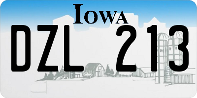 IA license plate DZL213