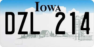 IA license plate DZL214