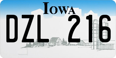 IA license plate DZL216