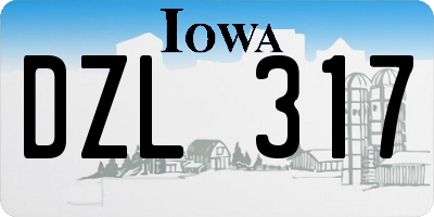 IA license plate DZL317