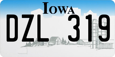 IA license plate DZL319