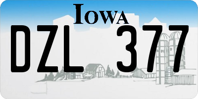 IA license plate DZL377