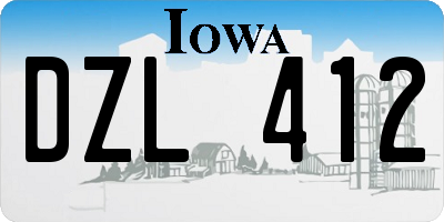 IA license plate DZL412