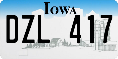 IA license plate DZL417