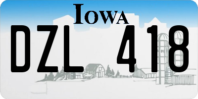 IA license plate DZL418