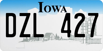 IA license plate DZL427