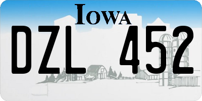 IA license plate DZL452