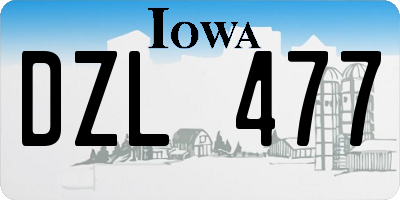 IA license plate DZL477