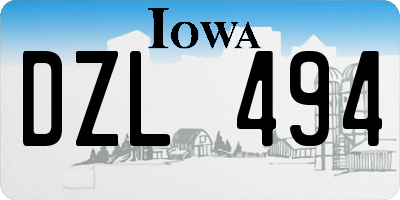 IA license plate DZL494