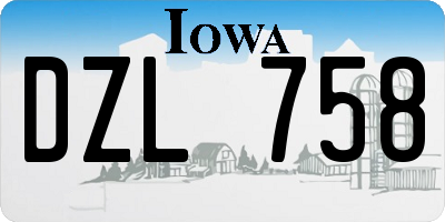 IA license plate DZL758