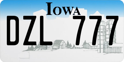 IA license plate DZL777