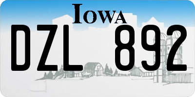 IA license plate DZL892