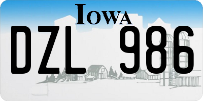 IA license plate DZL986