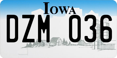 IA license plate DZM036