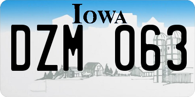 IA license plate DZM063