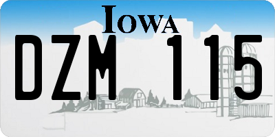 IA license plate DZM115