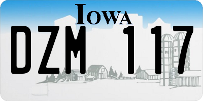 IA license plate DZM117