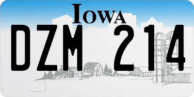 IA license plate DZM214