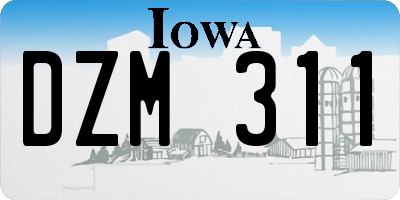IA license plate DZM311