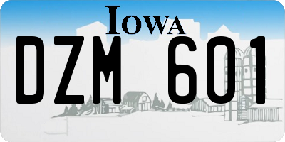 IA license plate DZM601
