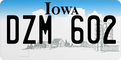 IA license plate DZM602