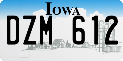 IA license plate DZM612
