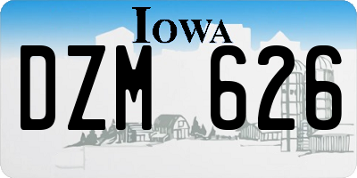 IA license plate DZM626