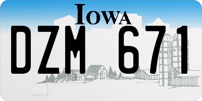 IA license plate DZM671