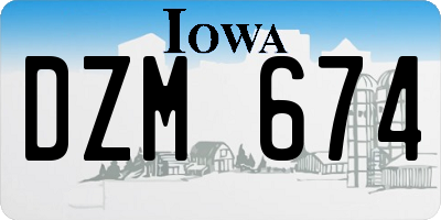 IA license plate DZM674