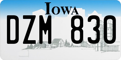 IA license plate DZM830