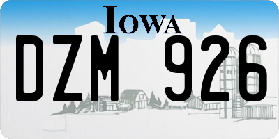 IA license plate DZM926