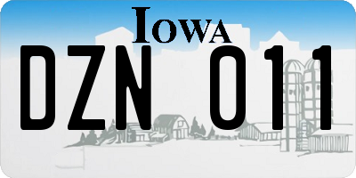IA license plate DZN011