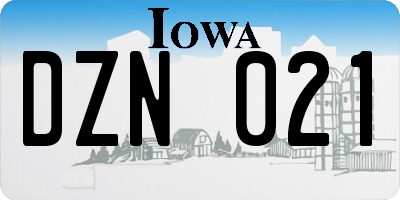 IA license plate DZN021